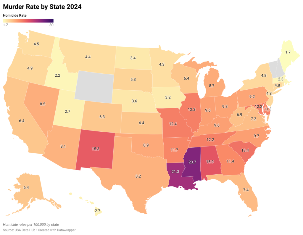 Murder Rate by State 2024